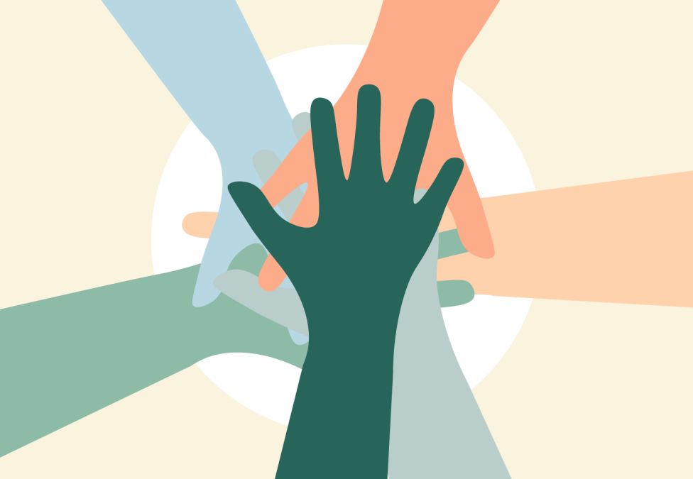 graphic of hands touching